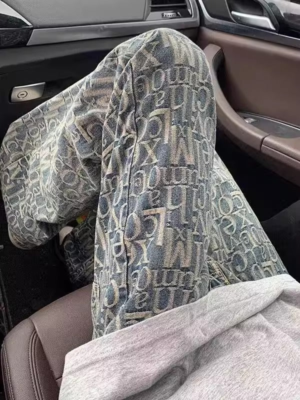 Men’s Paris Letter Printed Flared Jeans