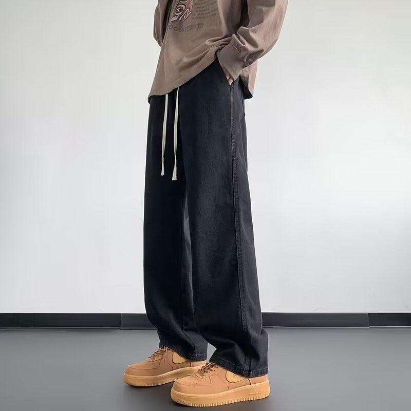 Men’s Summer Thin Drawstring Wide-Leg Jeans
