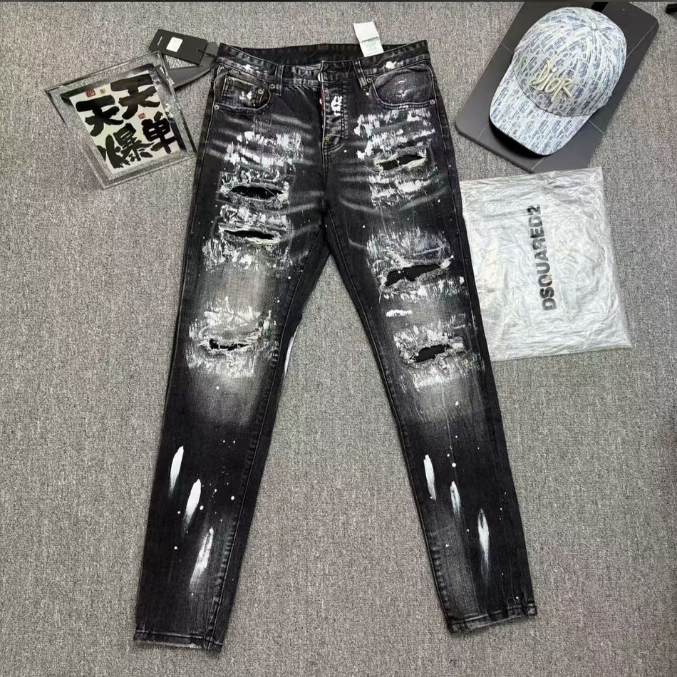 Men’s Light Luxury Ripped High Street Jeans 2026