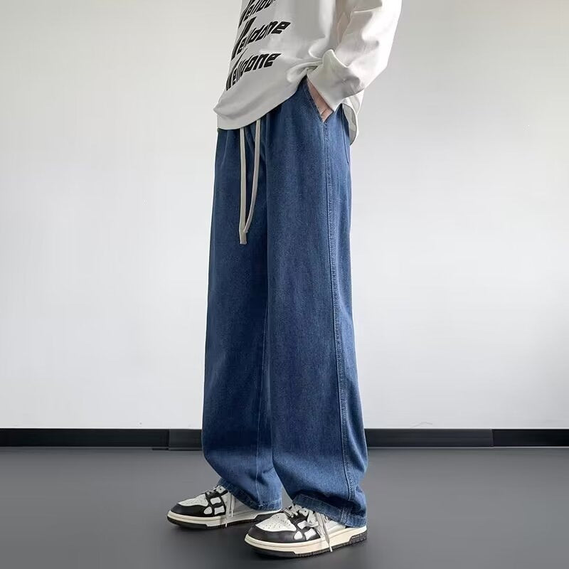Men’s Washed Wide-Leg Retro Casual Jeans