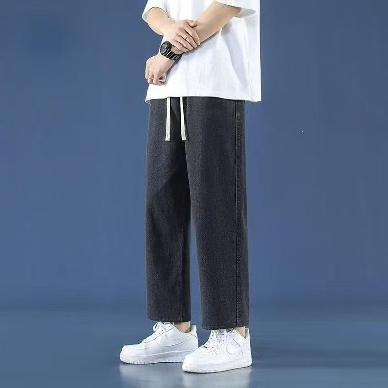 Men’s Summer Thin Drawstring Wide-Leg Jeans