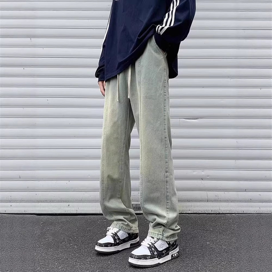 Men’s American Retro Wide-Leg Casual Jeans