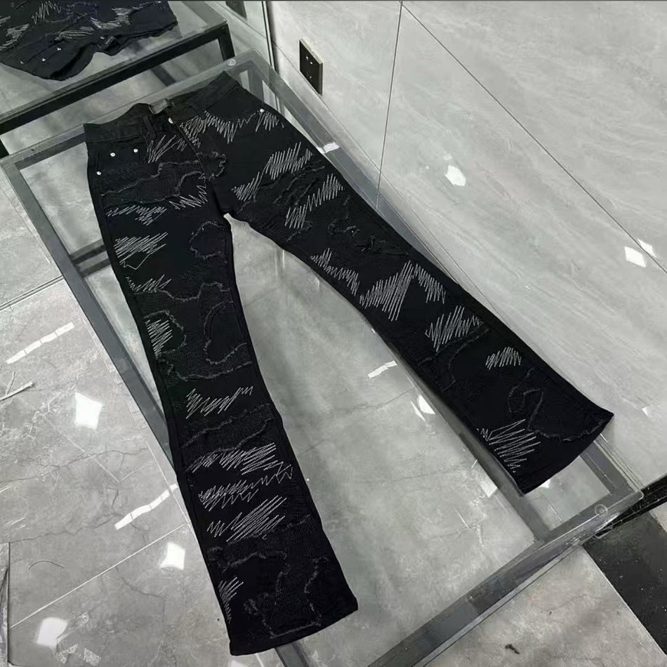 Men’s Paint Ripped Maple Leaf Street Jeans