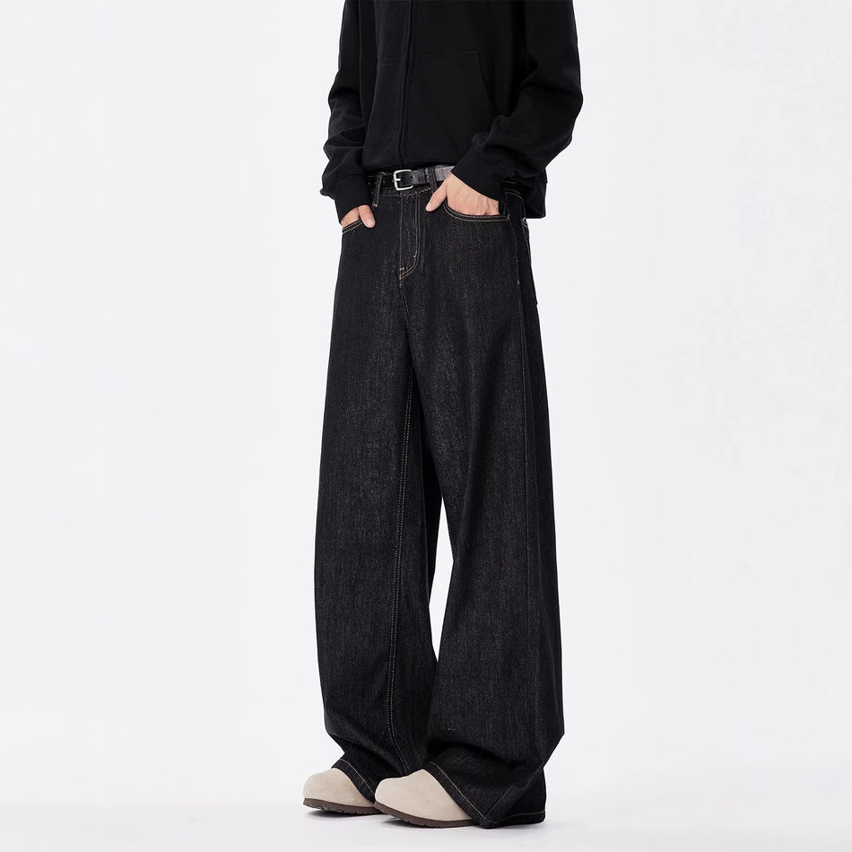Men’s American Retro Wide-Leg Draping Jeans