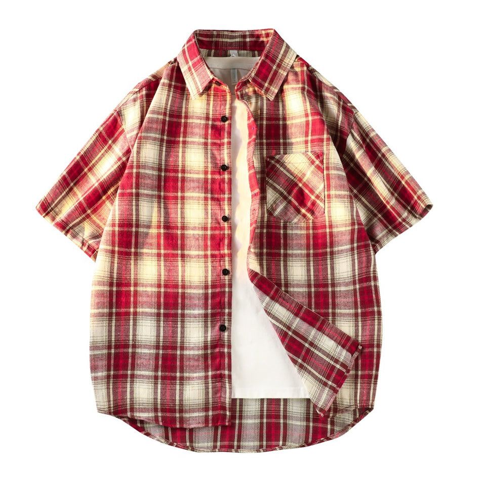 Men’s Retro Plaid Short Sleeve Summer Shirt