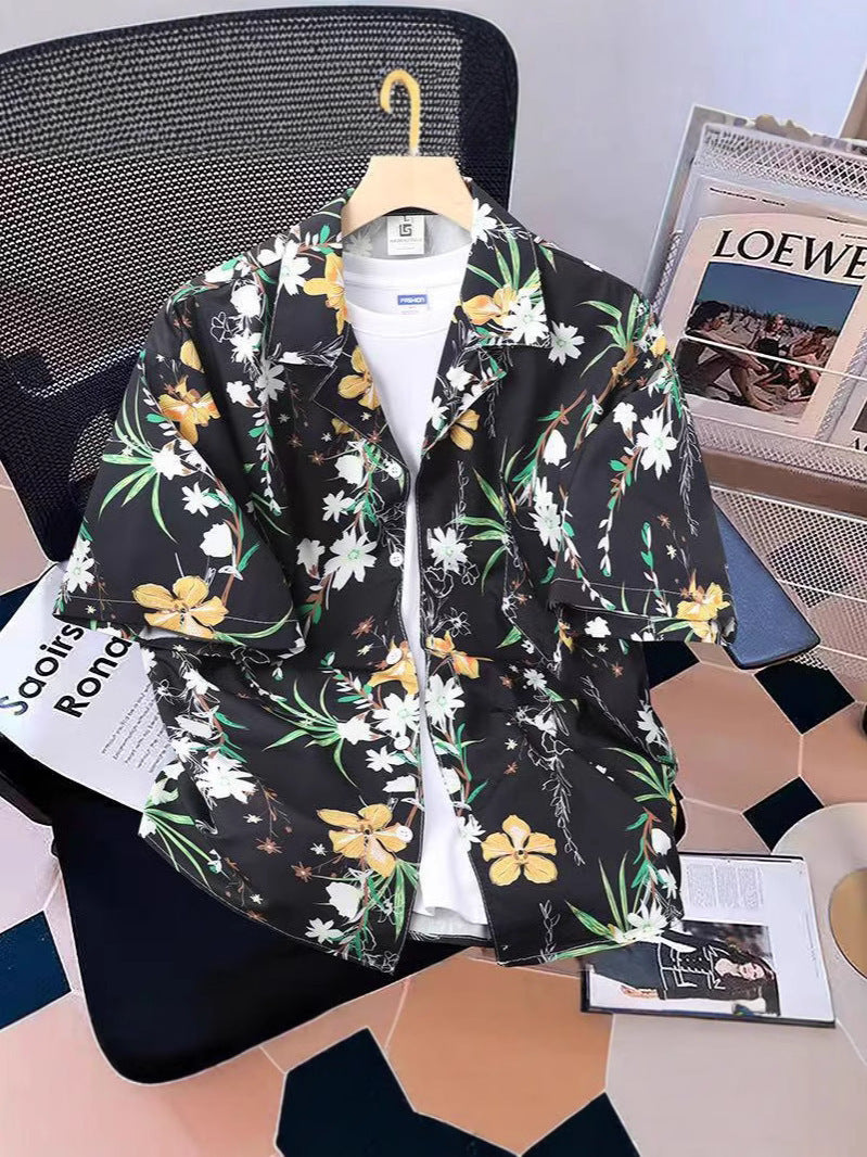 Men’s Hawaiian Floral Beach Short Sleeve Shirt