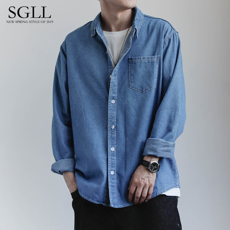 Men’s Denim Long Sleeve Casual Shirt Jacket