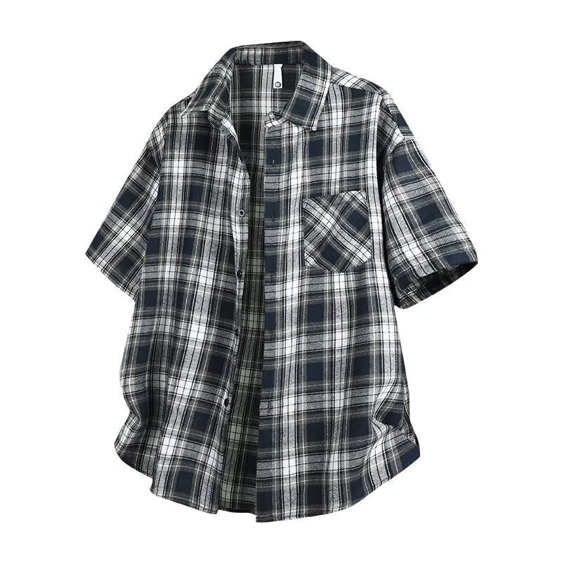 Men’s Plaid Summer Beach Shirt Sun Protection