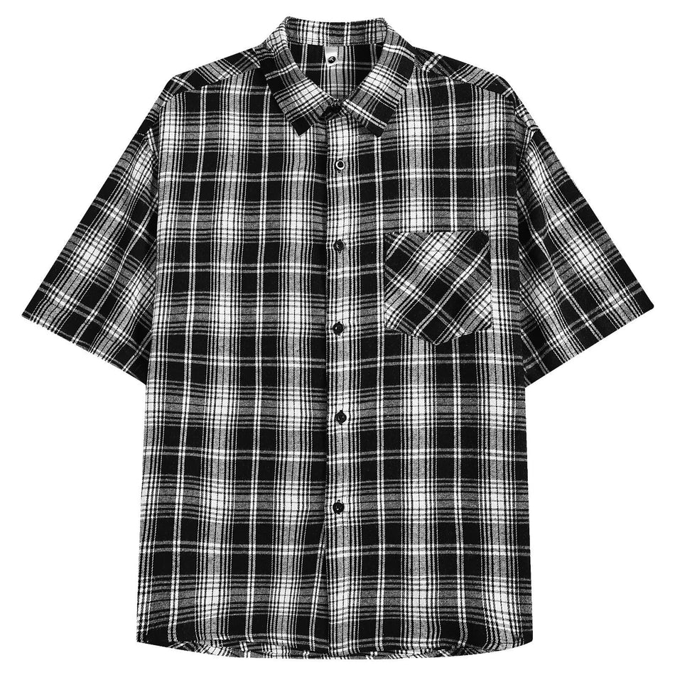 Men’s Red Plaid Summer Short Sleeve Shirt