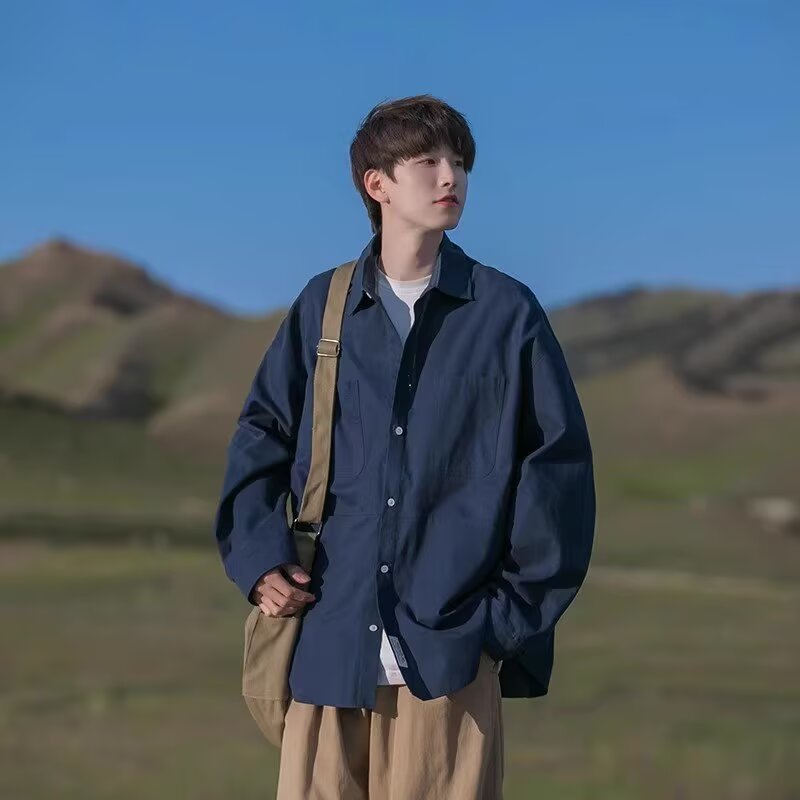 Men’s Japanese Style Long Sleeve Casual Shirt