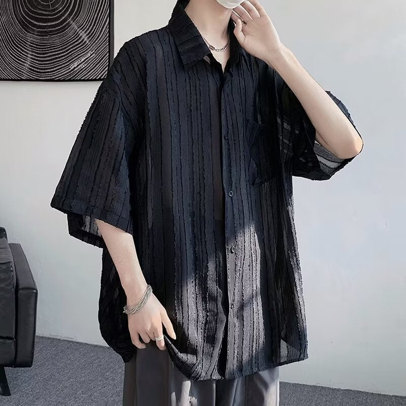 Ice Silk Summer Casual Short Sleeve Shirt Men