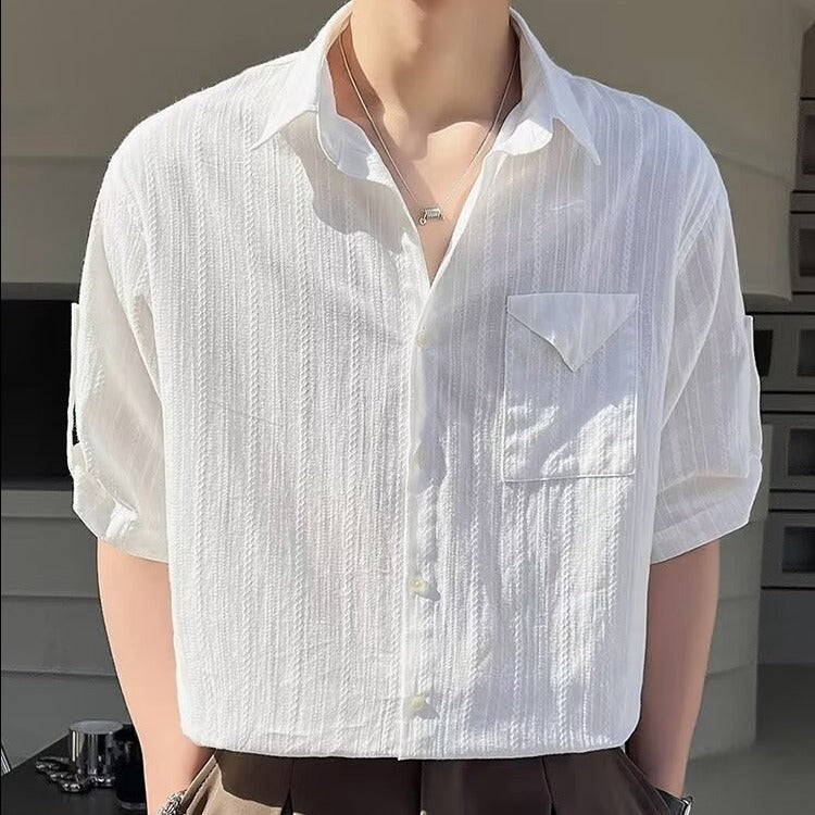 Men’s Striped High Street Casual Half Sleeve Shirt
