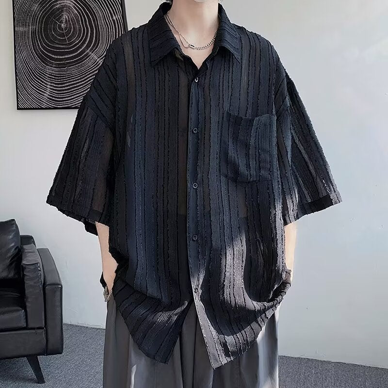 Men’s Ice Silk Summer Loose Casual Shirt
