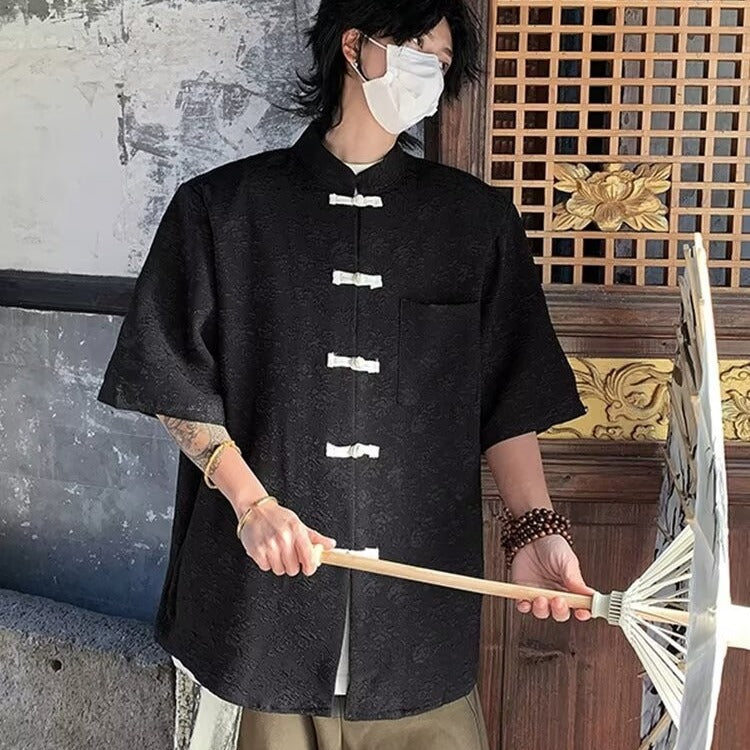 Men’s Chinese Style Jacquard Summer Shirt