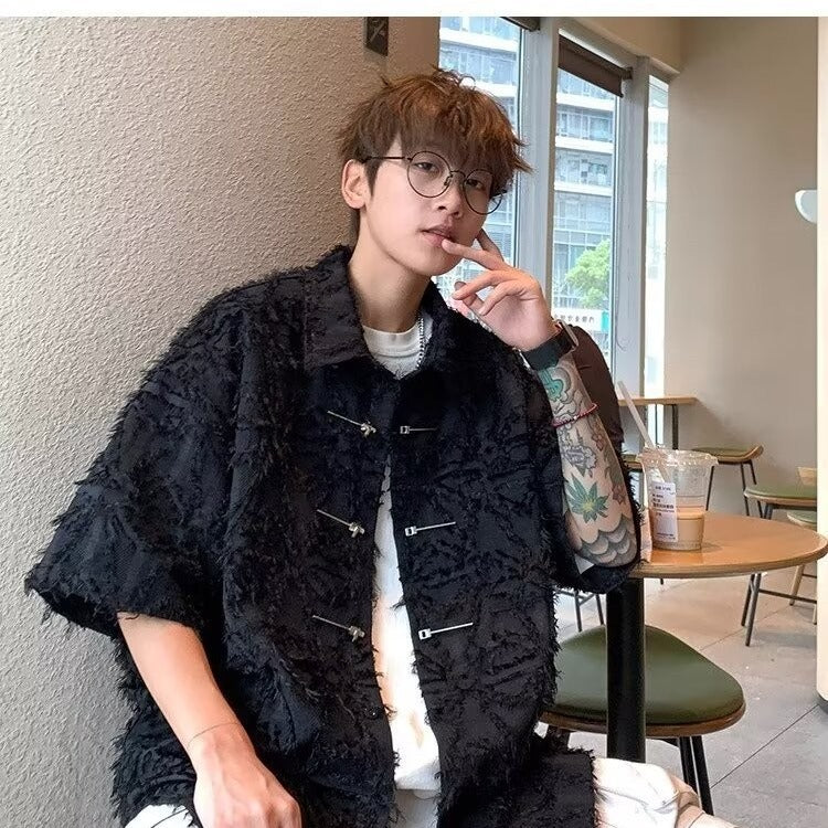 Men’s Butterfly Print Short Sleeve Casual Shirt