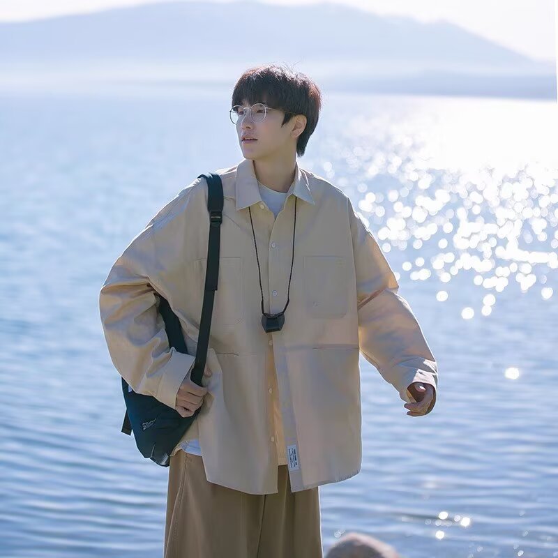 Men’s Japanese Style Long Sleeve Casual Shirt