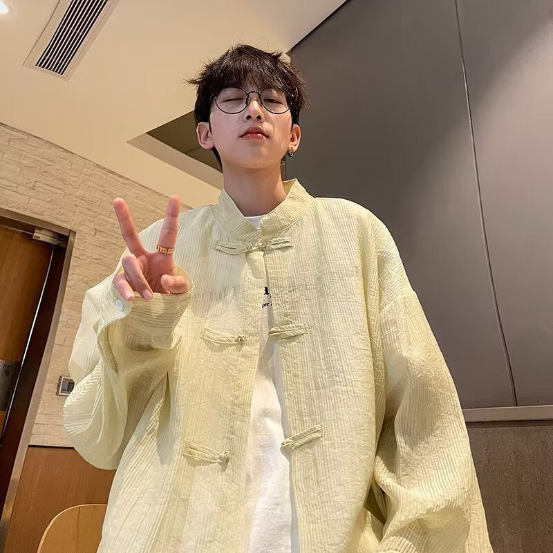 Men’s Chinese Style Tang Suit Long Sleeve Shirt