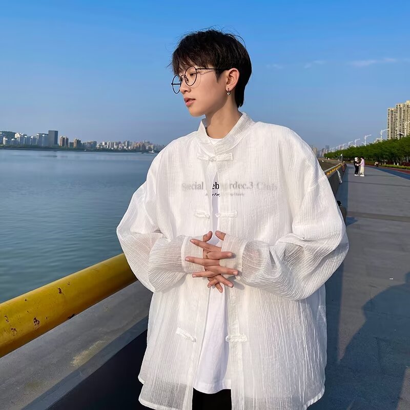 Men’s Tang Suit Stand Collar Long Sleeve Shirt