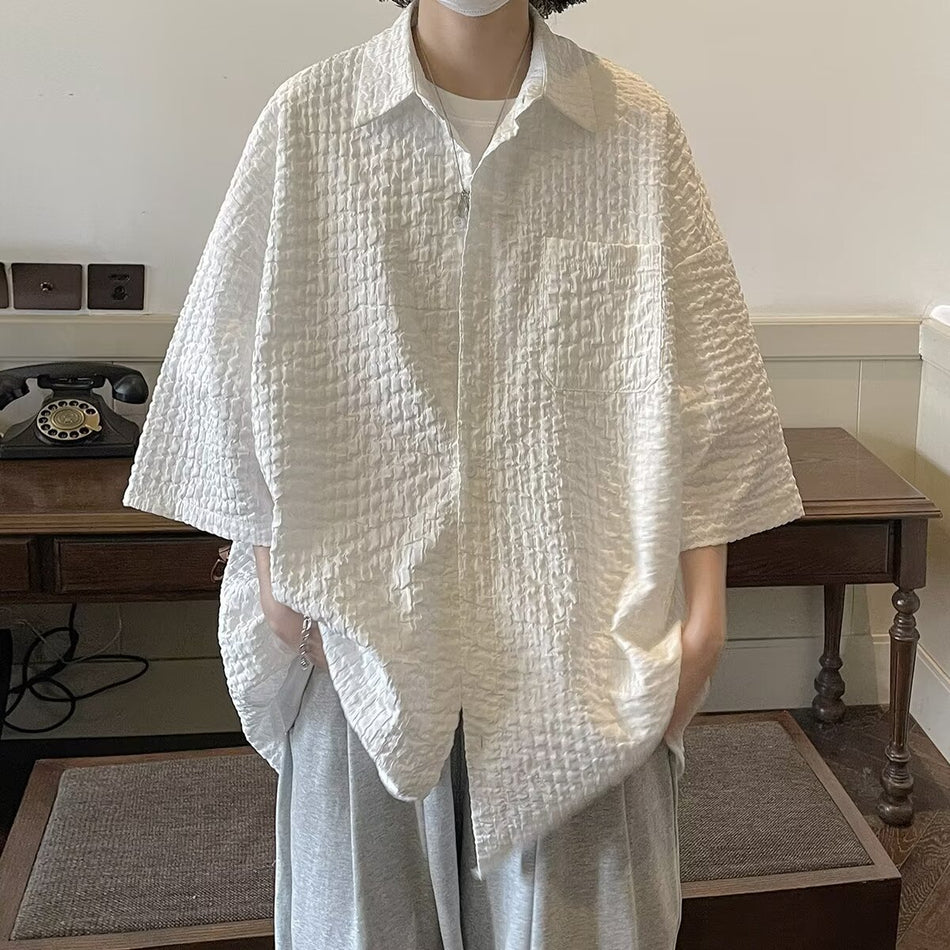 Men’s Japanese Striped Summer Casual Lapel Shirt
