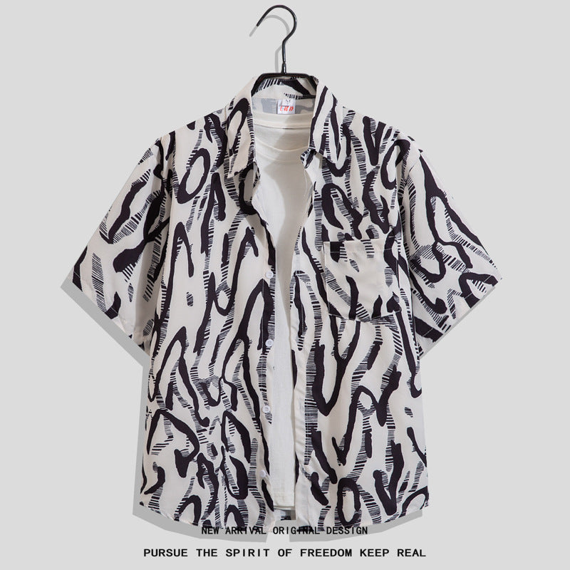 Men’s Graffiti Print Hip Hop Casual Shirt