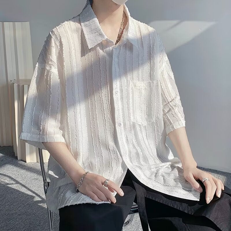 Men’s Ice Silk Summer Casual Short Sleeve Shirt