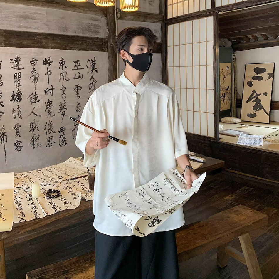Men’s Ice Silk Chinese Style Summer Shirt