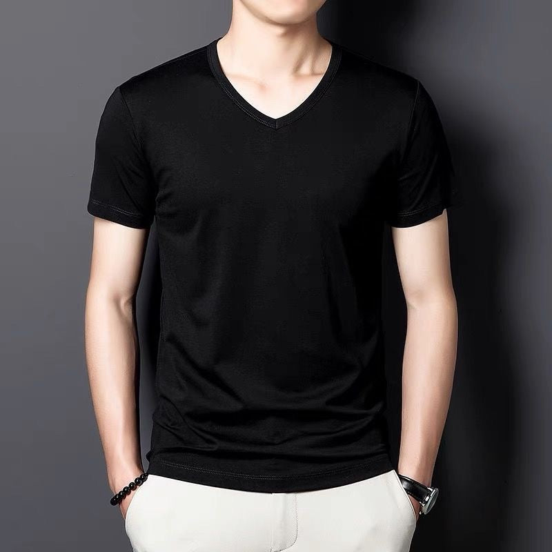 Men’s Ice Silk V-Neck T-Shirt – Cool Quick-Dry Summer Wear