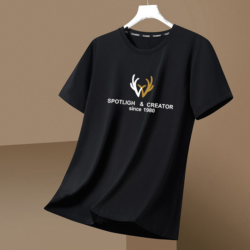 Men’s Ice Silk Loose T-Shirt – Breathable Summer Wear