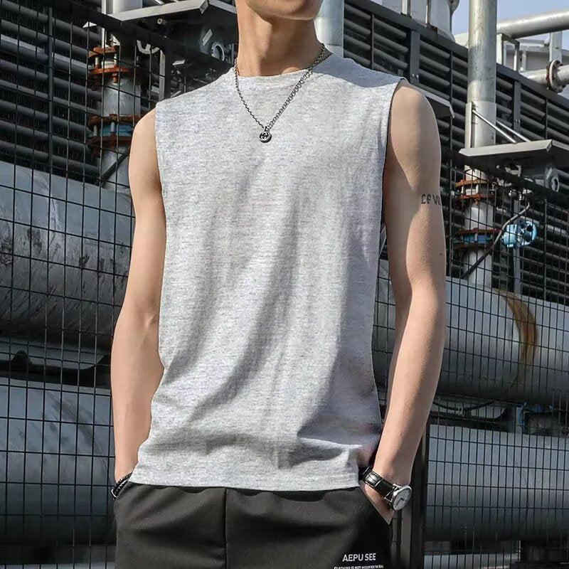 Men’s Korean Style Sleeveless T-Shirt – Summer Sports Wear