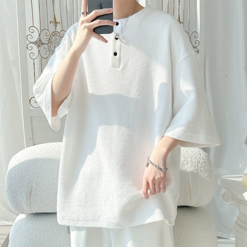 Men’s Waffle Solid T-Shirt – Summer Casual Wear