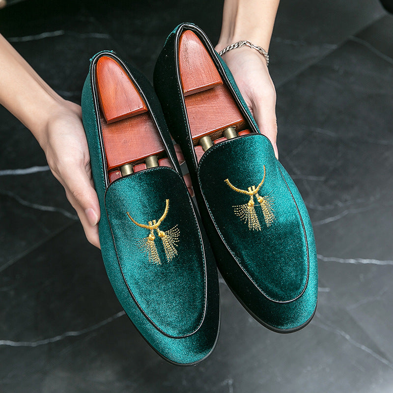 The Royal-Embroidery – Men’s "Suede-Luxe" Cross-Border Driving Loafers