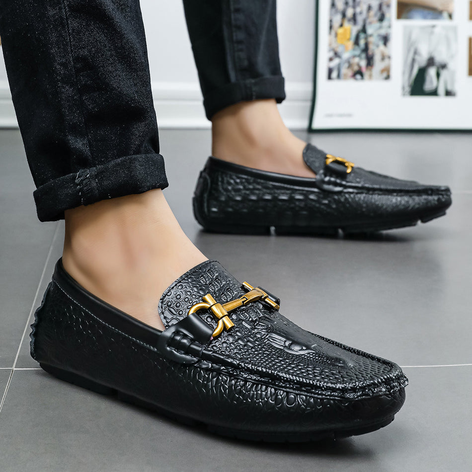 The Serpent-Flex – Men’s "British-Soul" Snakeskin Microfiber Driving Loafers