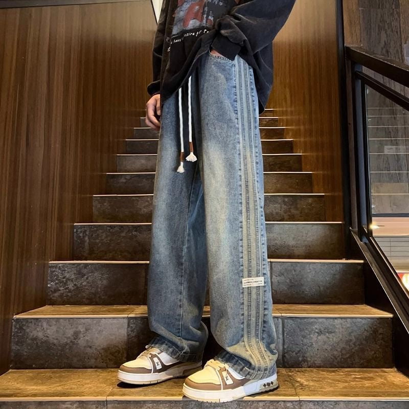 Striped Retro Jeans – High Street Loose Fit Pants