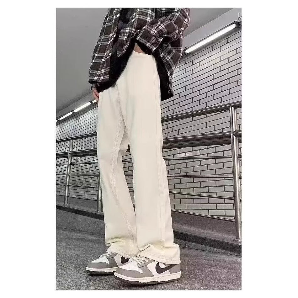 Men’s White Cleanfit Jeans – Trendy Straight Pants
