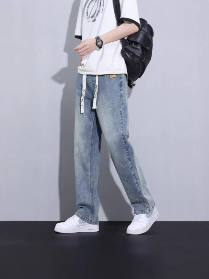 Men’s Ice Silk Loose Jeans – Summer Wide-Leg Pants