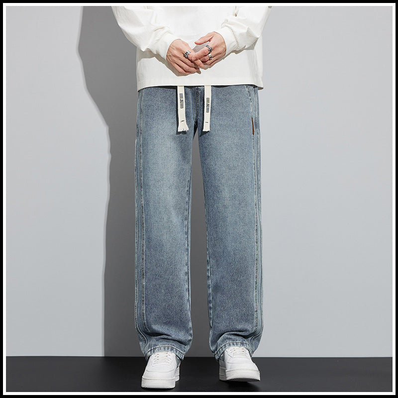 Men’s Retro Loose Wide-Leg Jeans – Workwear Style Pants
