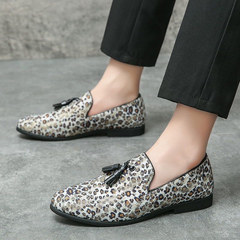 The Urban Jungle – "Single-Layer" Leopard Tassel Loafers | Plus-Size Youth "Pea Shoe" Series