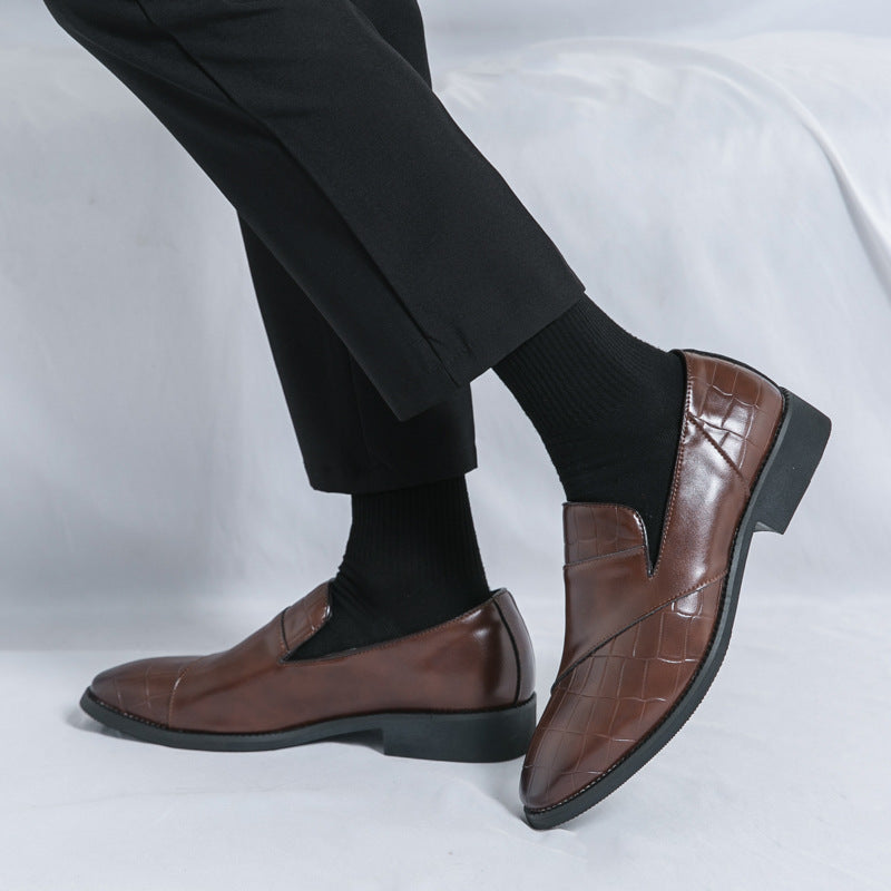 The Euro-Stitch – European Station Embossed Loafers | Korean Hybrid "Plus-Size" Business Series