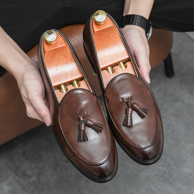 British Tassel Dress Loafers | Amazon Cross-Border Plus Size 46 "One-Pedal" Series