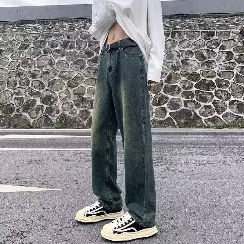 Retro Washed Wide-Leg Men’s Casual Jeans Pants