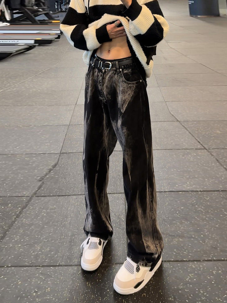 Black Tie-Dye Flared Men’s Casual Street Jeans