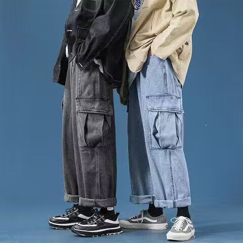 Large Pocket Cargo Wide-Leg Men’s Dad Jeans Pants