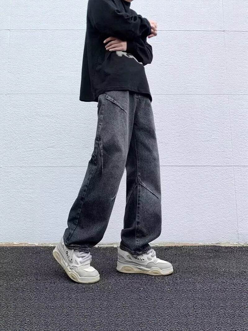 Loose Drapey Wide-Leg Men’s Retro Casual Jeans