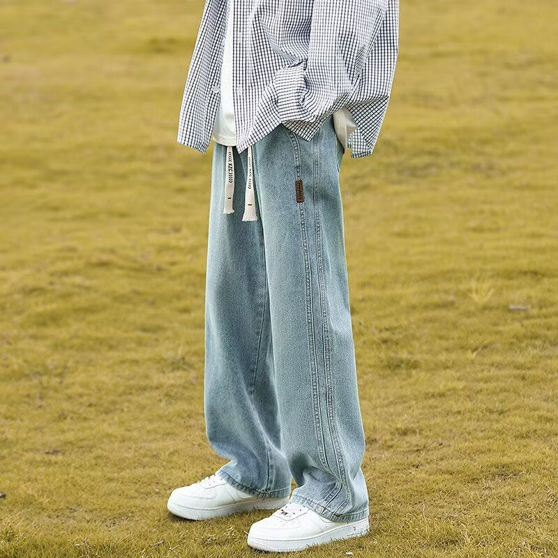 Men’s Loose Wide-Leg Retro Straight Jeans
