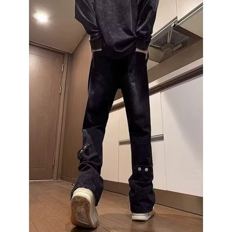 Men’s Heavy Washed Yellow Mud Straight Jeans