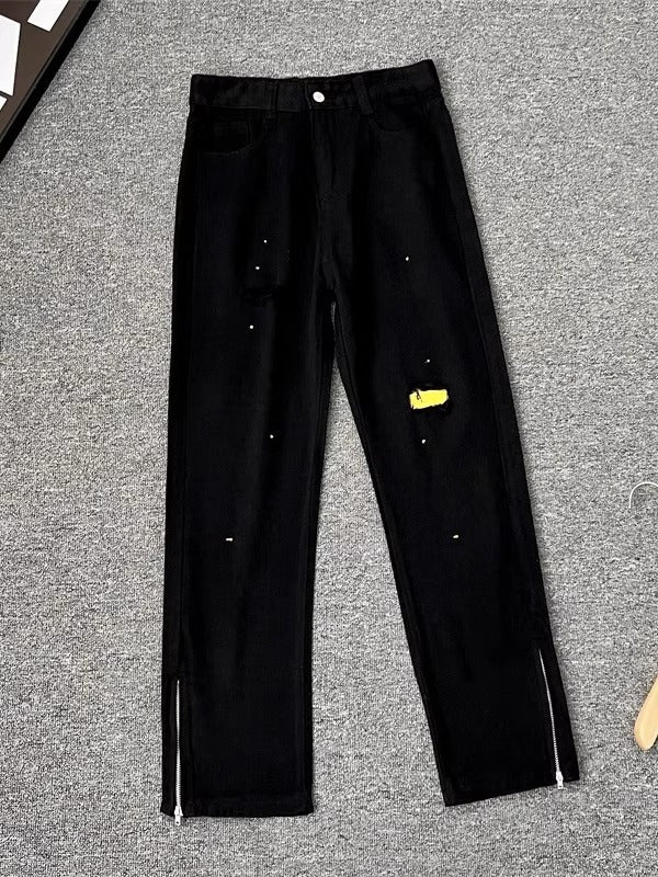 Men’s Paint Dot Loose Straight Street Jeans