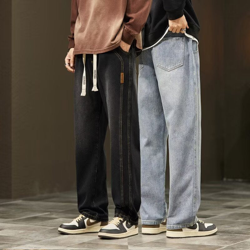 Men’s Loose Wide-Leg Retro Straight Jeans