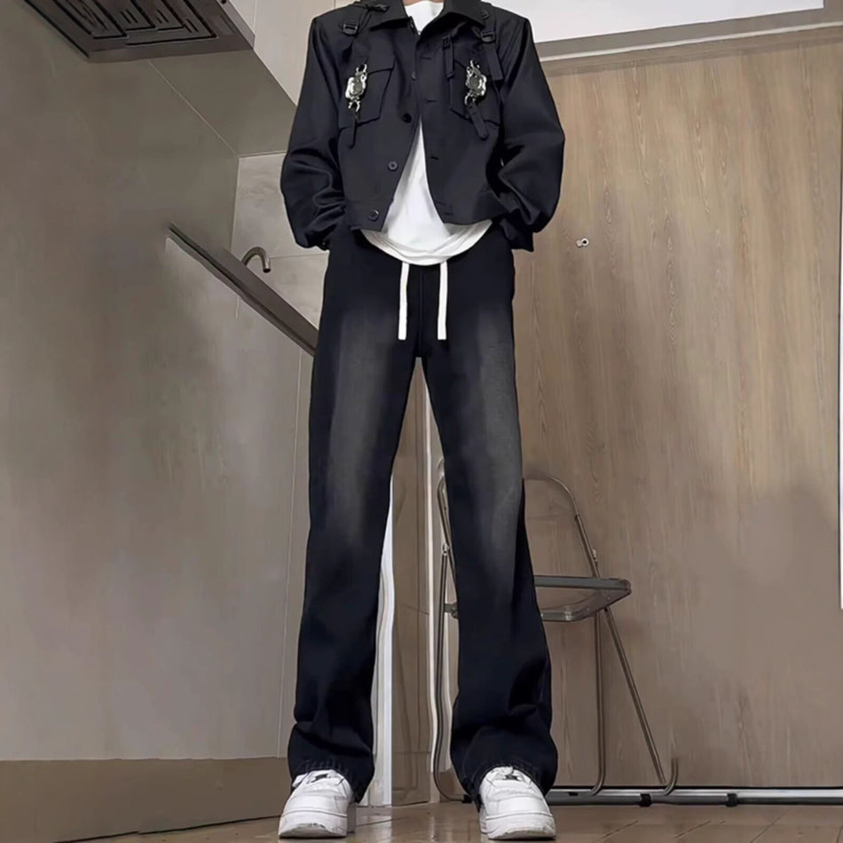 Men’s Loose Straight Jeans Vintage High Street Casual Pants