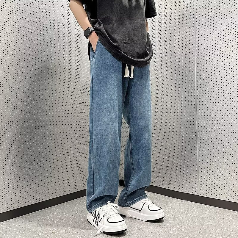 American Retro Loose Straight Jeans Men Casual Trend Pants
