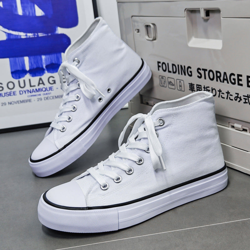 Men’s High Top White Canvas Sneakers Breathable Casual